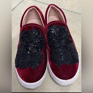Topshop velvet slip Ons